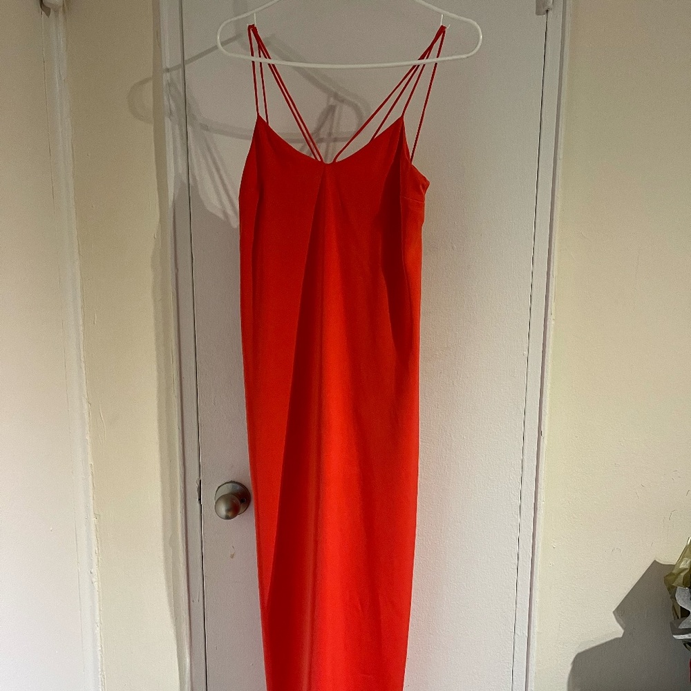 Early 2000s Stylestalker Strappy Orange Double Slit Max Dress Size XS